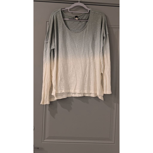 Free People Tops - Women's Free People M Long Sleeve Ombre Green White Tee